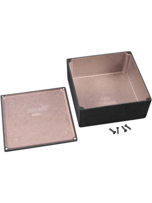 Hammond - 1590KKBK - Metal enclosure, black, 124.8 x 124.8 x 57 mm, Die cast aluminium / Alloy, IP 54, 1590, 1590KKBK, Hammond