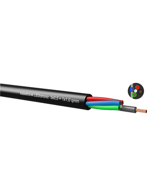 Kabeltronik - LEDOTRONIC 3X0,5+1X1,0QMM SW - Control cable 3 x 0.50 mm2 (1 x 1.00 mm2) unshielded Bare copper stranded wire black, LEDOTRONIC 3X0,5+1X1,0QMM SW, Kabeltronik