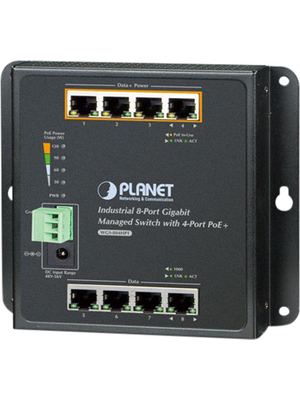 Planet - WGS-804HPT - Industrial Ethernet Switch 8x 10/100/1000 RJ45, WGS-804HPT, Planet