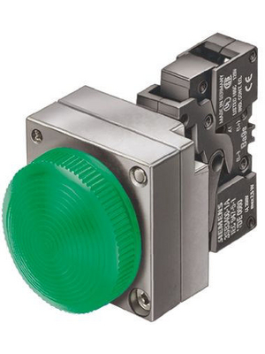 Siemens - 3SB3644-6BA40 - Indicator with LED, Metal, green, 3SB3644-6BA40, Siemens