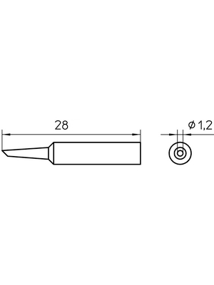 Weller - XNT FHS - Soldering tip Round shape beveled 45 1.2 mm, XNT FHS, Weller