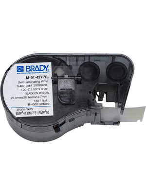 Brady - M-91-427-YL - Labelmaker Label 25.40 mm x 38.1 mm 180 p. black on yellow / transparent, M-91-427-YL, Brady