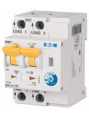 Eaton - AFDD-25/2/B/003-A - Arc fault detection device 25 A 30 mA 2 170...264 VAC, AFDD-25/2/B/003-A, Eaton