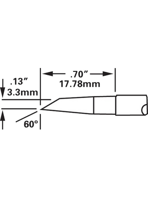 Metcal - SMTC-1147 - Rework Cartridge Hoof, 60 bevelled, long reach 3.3 mm 390 C, SMTC-1147, Metcal