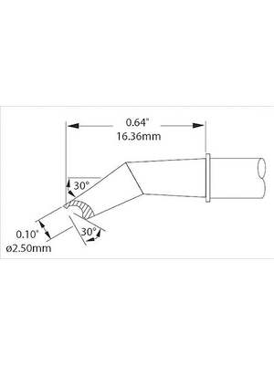 Metcal - SMTC-0183 - Rework Cartridge Hoof / 30 / Bevelled / 30? bent / Long Reach 2.5 mm 390 C, SMTC-0183, Metcal