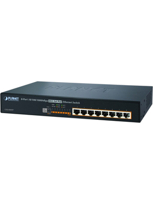 Planet - GSD-808HP - Network Switch 8x 10/100/1000 Desktop, GSD-808HP, Planet