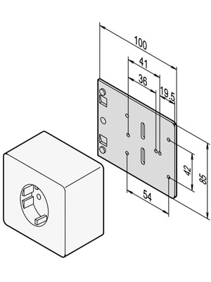 Pentair Schroff - 20118-537 - Mounting plate for single socket, 20118-537, Pentair Schroff