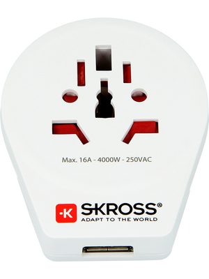 SKross - 1.50026 - World to Europe USB country adapter Protective Contact CH / IT / UK / HK / USA / AU / CN / Euro, 1.50026, SKross