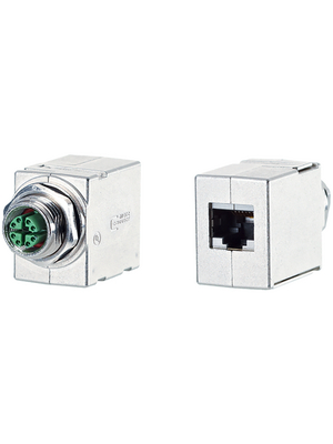 Metz Connect - MWN811A415 - Feed-through connector M12-X to RJ45 M12 Poles 8, MWN811A415, Metz Connect