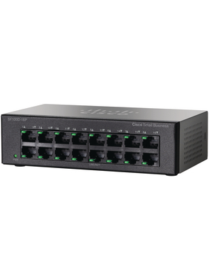 Cisco Small Business - SF100D-16P-EU - Switch 16x 10/100 (8x PoE) Desktop, SF100D-16P-EU, Cisco Small Business