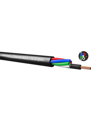 Kabeltronik - LEDOTRONIC 4X0,5+1X1,0QMM SW - Control cable 4 x 0.50 mm2 (1 x 1.00 mm2) unshielded Bare copper stranded wire black, LEDOTRONIC 4X0,5+1X1,0QMM SW, Kabeltronik