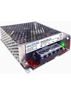 Recom - RACG100-24S - Switched-mode power supply, 24 VDC, 4.5 A, RACG100-24S, Recom