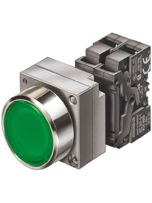 Siemens - 3SB3645-0AA41 - Pushbutton flat with LED, complete, green, 3SB3645-0AA41, Siemens