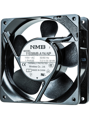 NMB - 11938MB-A1N-NP-00 - Axial fan 119 x 119 x 38 mm 174 m3/h 115 VAC 15.5 W, 11938MB-A1N-NP-00, NMB