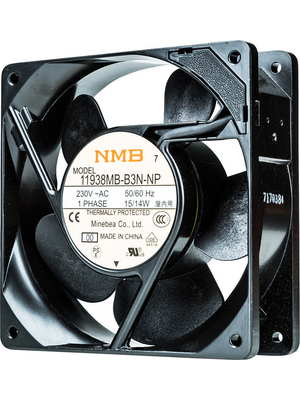 NMB - 11938MB-B3K-EA-00 - Axial fan 119 x 119 x 38 mm 114 m3/h 230 VAC 7.5 W, 11938MB-B3K-EA-00, NMB