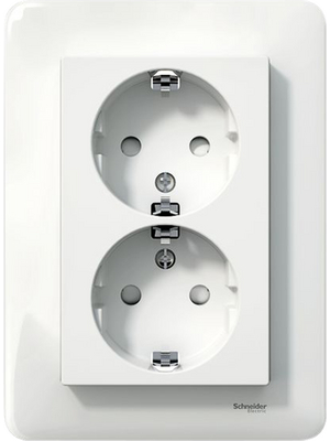 Schneider Electric - WDE008287 - Socket, Flush mounted 119 x 87 x 22.4 mm 16 A 2P + E With Shutters white, WDE008287, Schneider Electric