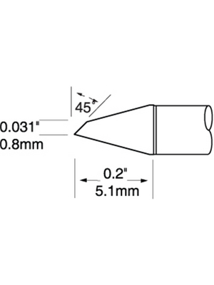 Metcal - UFTC-7DRH408 - Soldering tip Hoof / Micro 0.8 mm 380 C, UFTC-7DRH408, Metcal