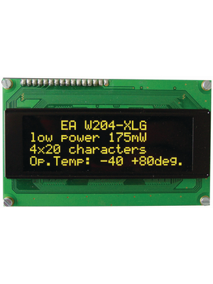 Electronic Assembly - EA W204-XLG - Dot matrix OLED display 5.5 mm 4 x 20, EA W204-XLG, Electronic Assembly