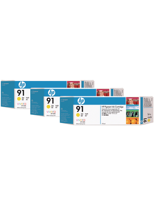 Hewlett Packard (DAT) - C9485A - Ink triple pack 91 yellow, C9485A, Hewlett Packard (DAT)