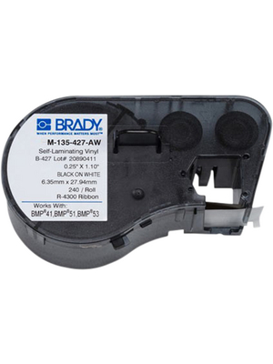 Brady - M-135-427-AW - Labelmaker Label 27.94 mm x 6.35 mm 240 p. black on white, M-135-427-AW, Brady