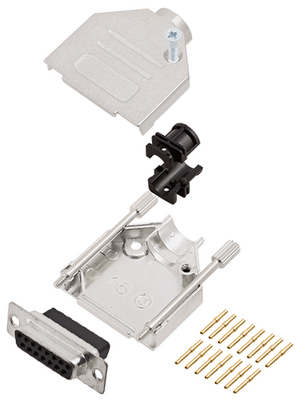 Encitech Connectors - DTZK15-DBCS-K - D-Sub socket kit 15P, DTZK15-DBCS-K, Encitech Connectors