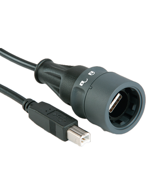 Bulgin - PXP6040/A/3M00 - Cable USB A sealed to standard USB B Poles 4, PXP6040/A/3M00, Bulgin