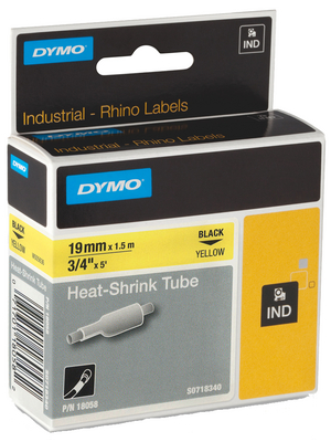 Dymo - 18055 - Rhino heat-shrink tubing, IND 12 mm black on white, 18055, Dymo