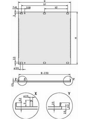 Pentair Schroff - 20848-108 - Front panel 6 HE 16 TE, 20848-108, Pentair Schroff