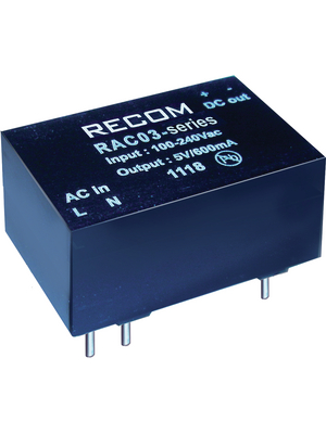 Recom - RAC03-05SC - Switching power supply 3 W 1 output, RAC03-05SC, Recom