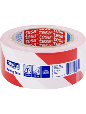 Tesa - 60760 50MM X 33 M RED/WHIT - Floor marking tape red/white 50 mmx33 m, 60760 50MM X 33 M RED/WHIT, Tesa