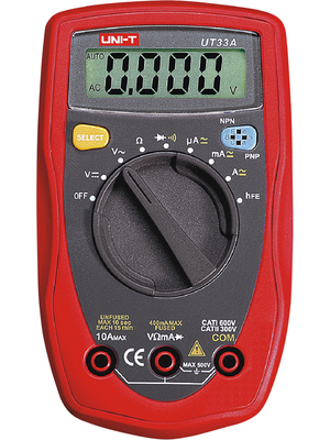 UNI-T - UT33A - Multimeter digital TRMS 250 VAC 250 VDC 10 ADC, UT33A, UNI-T