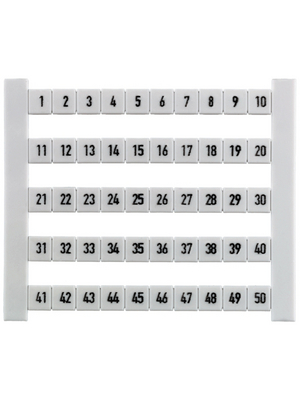 Weidmller - DEK 6 FW 1-50 - Marker 6 mm Numbers 1-50, 5 Streifen white 5 x 6 mm, 468660001, DEK 6 FW 1-50, Weidmller