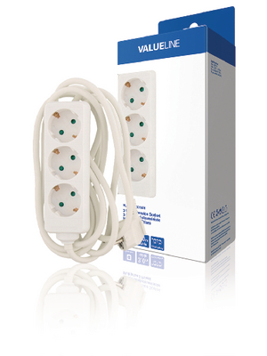 Valueline - VLES330F001WH - Outlet strip, 3, 3 m, Type E, VLES330F001WH, Valueline