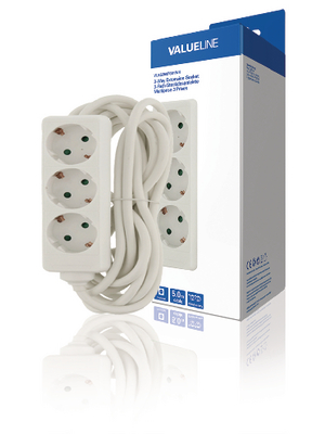 Valueline - VLES350F001WH - Outlet strip, 3, 5 m, Type E, VLES350F001WH, Valueline